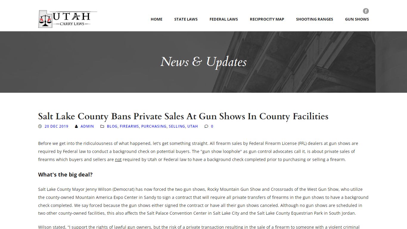 Salt Lake County Bans Private Sales At Gun Shows In County Facilities ...